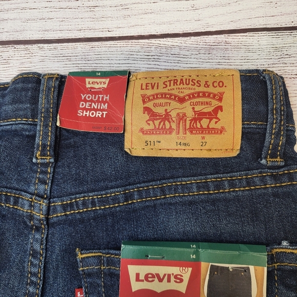 Levis 511  Youth Boys Denim Shorts Adjustable Stretch Waist NWT‎  Size 12 - Picture 4 of 7